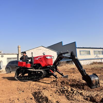 Kompakt 100hp sürünen traktör kompakt çiftlik hidrolik traktörü ön yükleyici / kazıcı ile