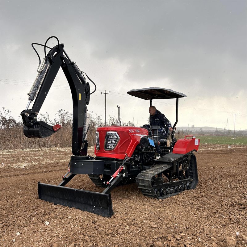 Kompakt 100hp sürünen traktör kompakt çiftlik hidrolik traktörü ön yükleyici / kazıcı ile